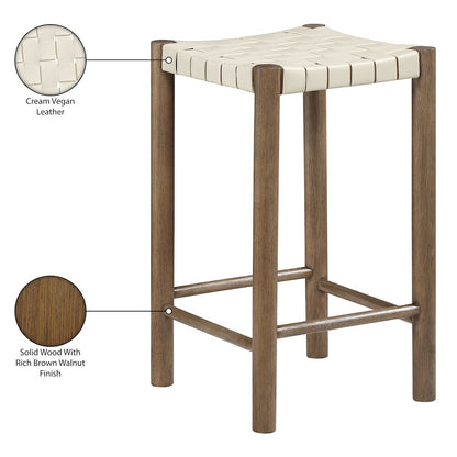 Entwine Cream Vegan Leather Upholstered Counter Stool