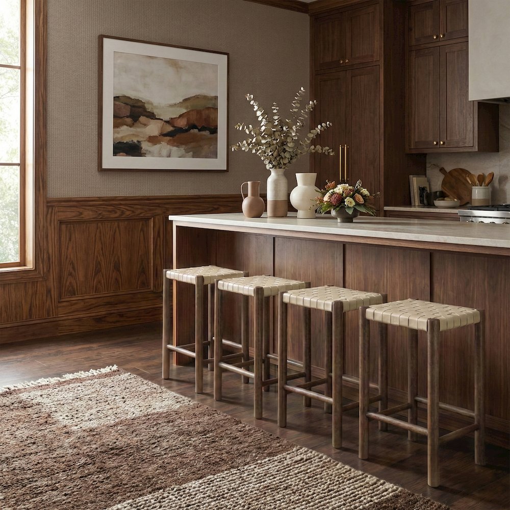 Entwine Cream Vegan Leather Upholstered Counter Stool