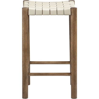 Entwine Cream Vegan Leather Upholstered Counter Stool