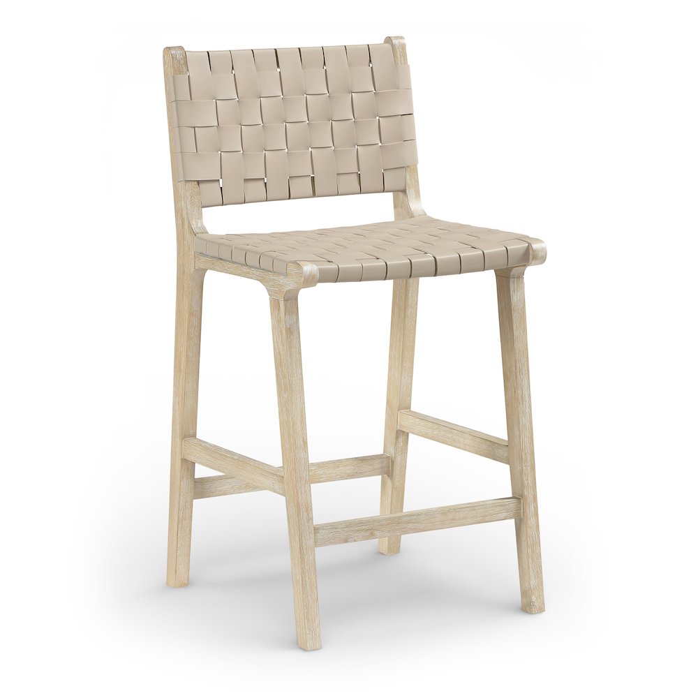 Entwine Beige Vegan Leather Upholstered Counter Stool