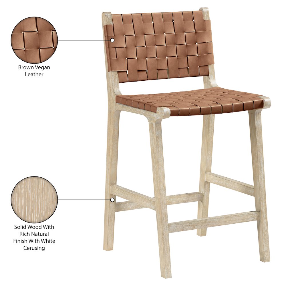Entwine Brown Vegan Leather Upholstered Counter Stool
