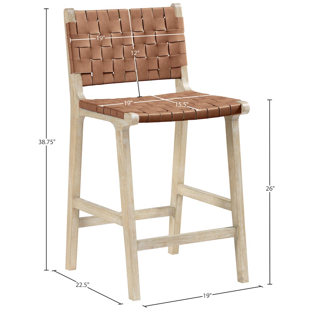 Entwine Brown Vegan Leather Upholstered Counter Stool