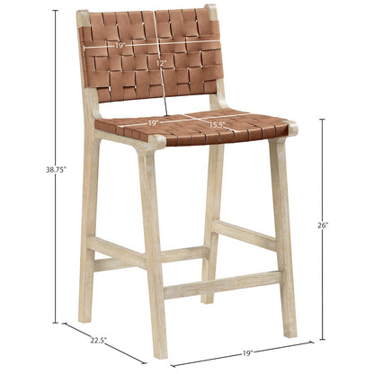 Entwine Brown Vegan Leather Upholstered Counter Stool