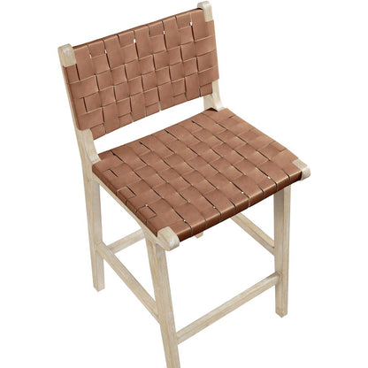 Entwine Brown Vegan Leather Upholstered Counter Stool