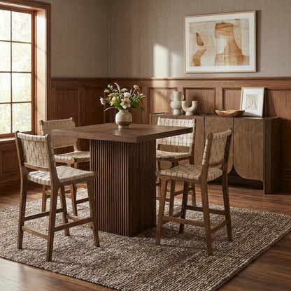 Entwine Beige Vegan Leather Upholstered Counter Stool