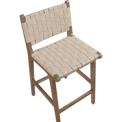 Entwine Beige Vegan Leather Upholstered Counter Stool