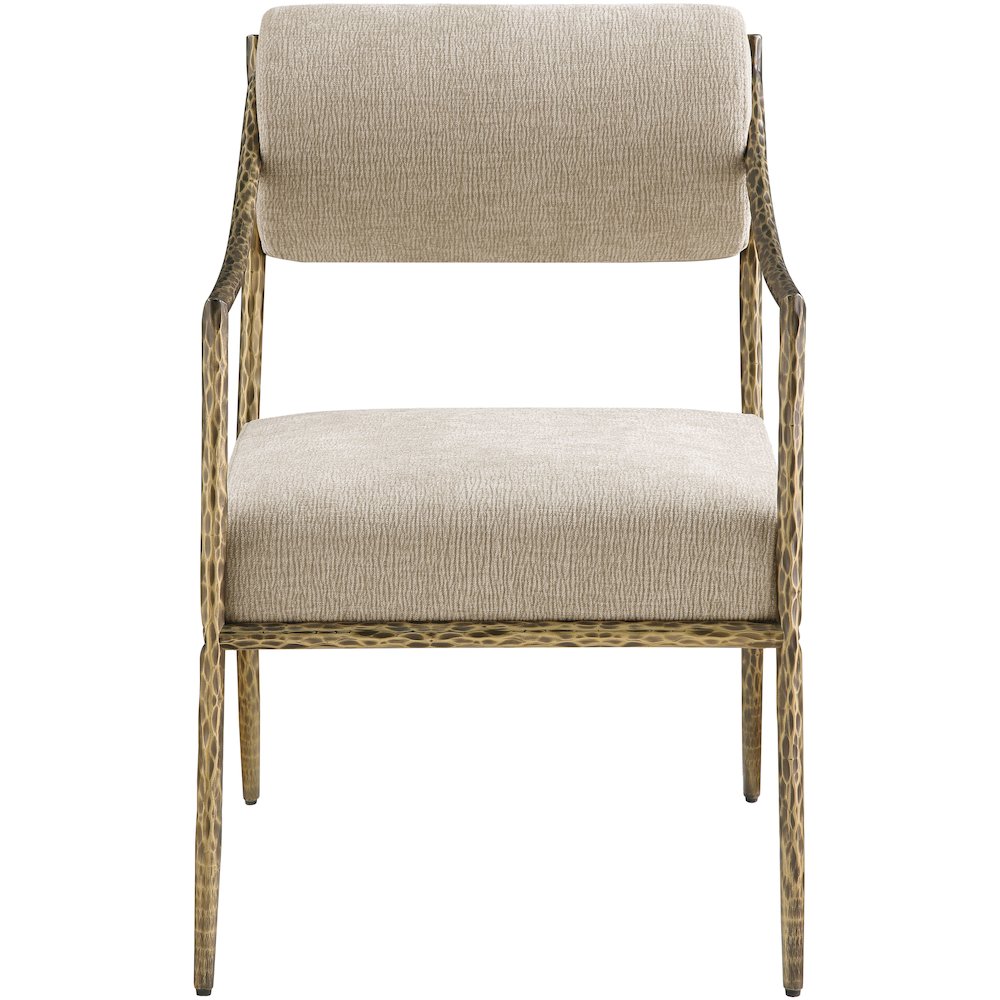 Bastille Beige Chenille Fabric Upholstered Dining Arm Chair, Set of 2