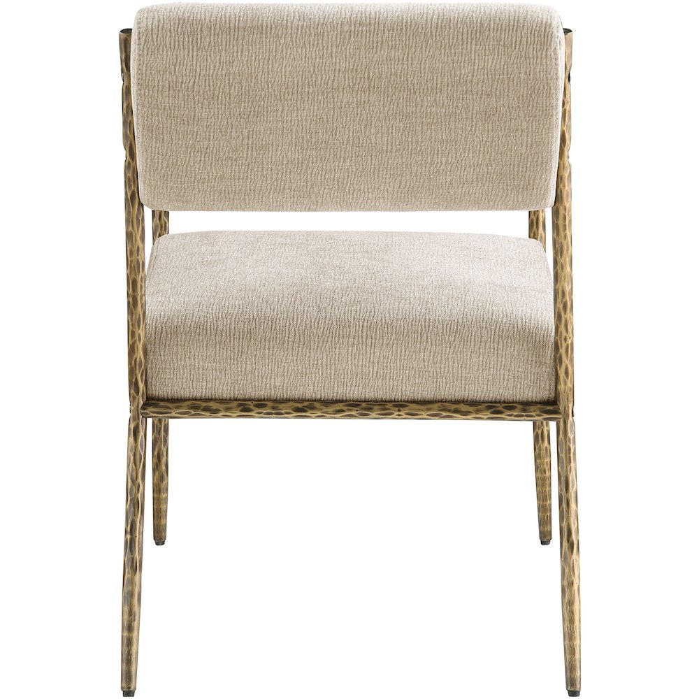 Bastille Beige Chenille Fabric Upholstered Dining Arm Chair, Set of 2