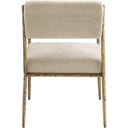 Bastille Beige Chenille Fabric Upholstered Dining Arm Chair, Set of 2