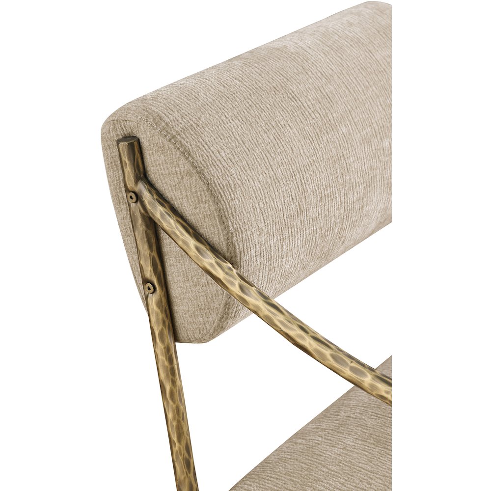 Bastille Beige Chenille Fabric Upholstered Dining Arm Chair, Set of 2