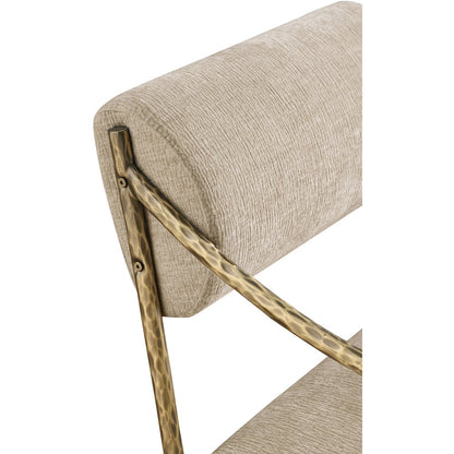 Bastille Beige Chenille Fabric Upholstered Dining Arm Chair, Set of 2