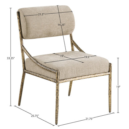 Bastille Beige Chenille Fabric Upholstered Dining Side Chair, Set of 2