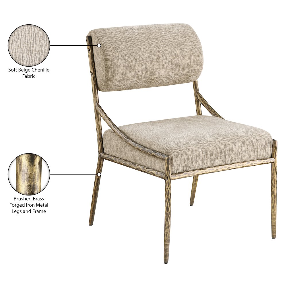 Bastille Beige Chenille Fabric Upholstered Dining Side Chair, Set of 2