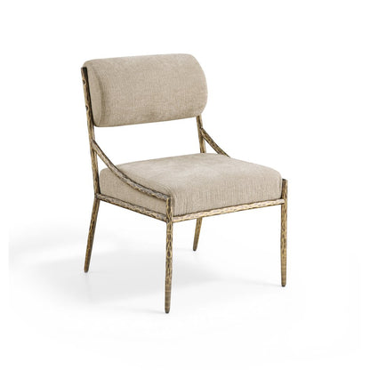 Bastille Beige Chenille Fabric Upholstered Dining Side Chair, Set of 2