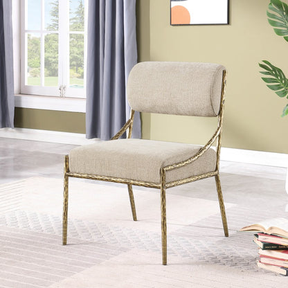 Bastille Beige Chenille Fabric Upholstered Dining Side Chair, Set of 2