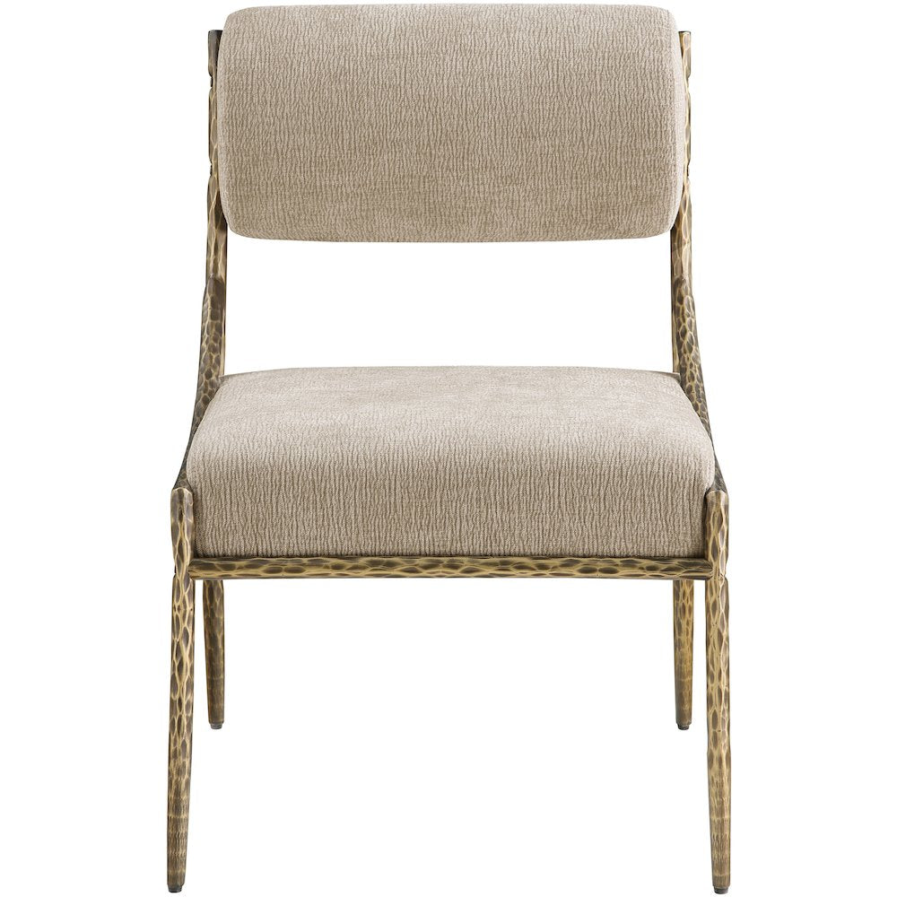 Bastille Beige Chenille Fabric Upholstered Dining Side Chair, Set of 2