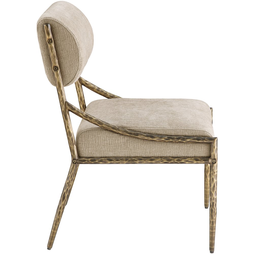 Bastille Beige Chenille Fabric Upholstered Dining Side Chair, Set of 2