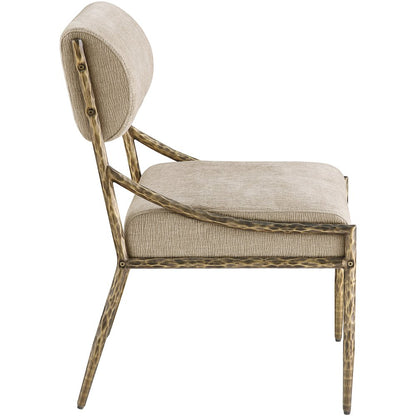 Bastille Beige Chenille Fabric Upholstered Dining Side Chair, Set of 2