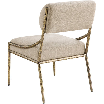 Bastille Beige Chenille Fabric Upholstered Dining Side Chair, Set of 2