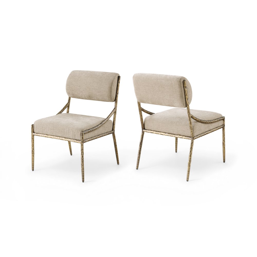 Bastille Beige Chenille Fabric Upholstered Dining Side Chair, Set of 2