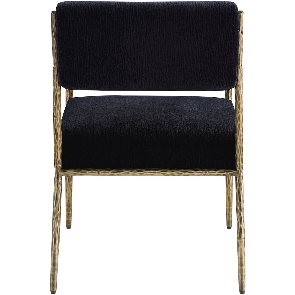 Bastille Black Chenille Fabric Upholstered Dining Arm Chair, Set of 2