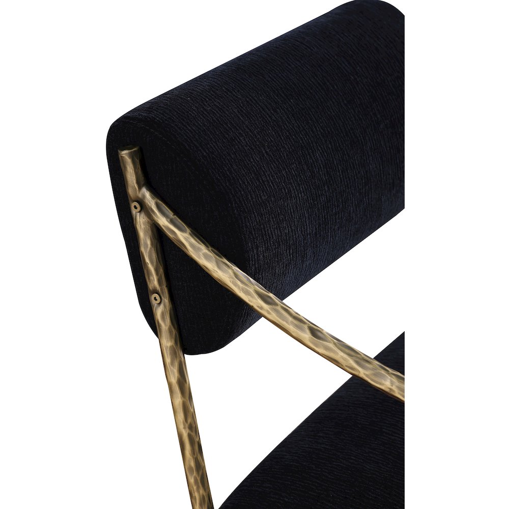Bastille Black Chenille Fabric Upholstered Dining Arm Chair, Set of 2