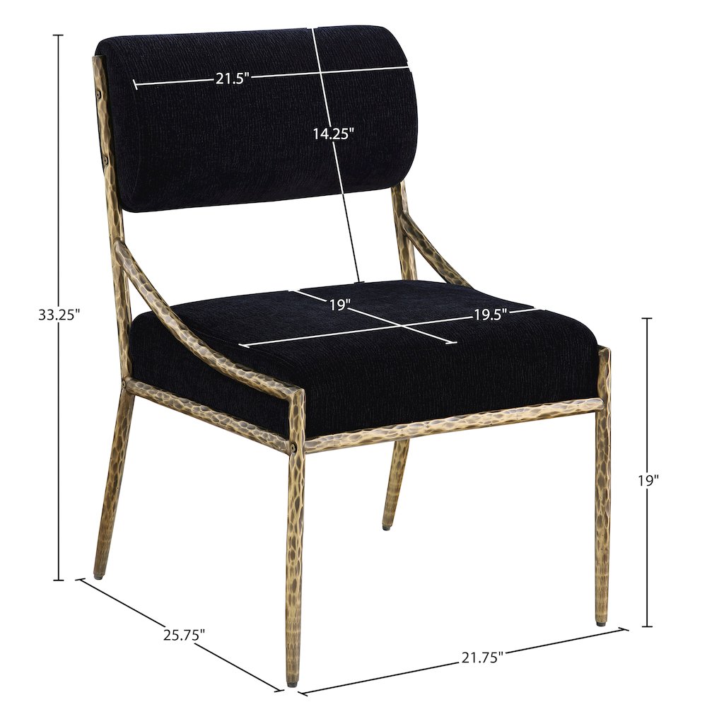 Bastille Black Chenille Fabric Upholstered Dining Side Chair, Set of 2