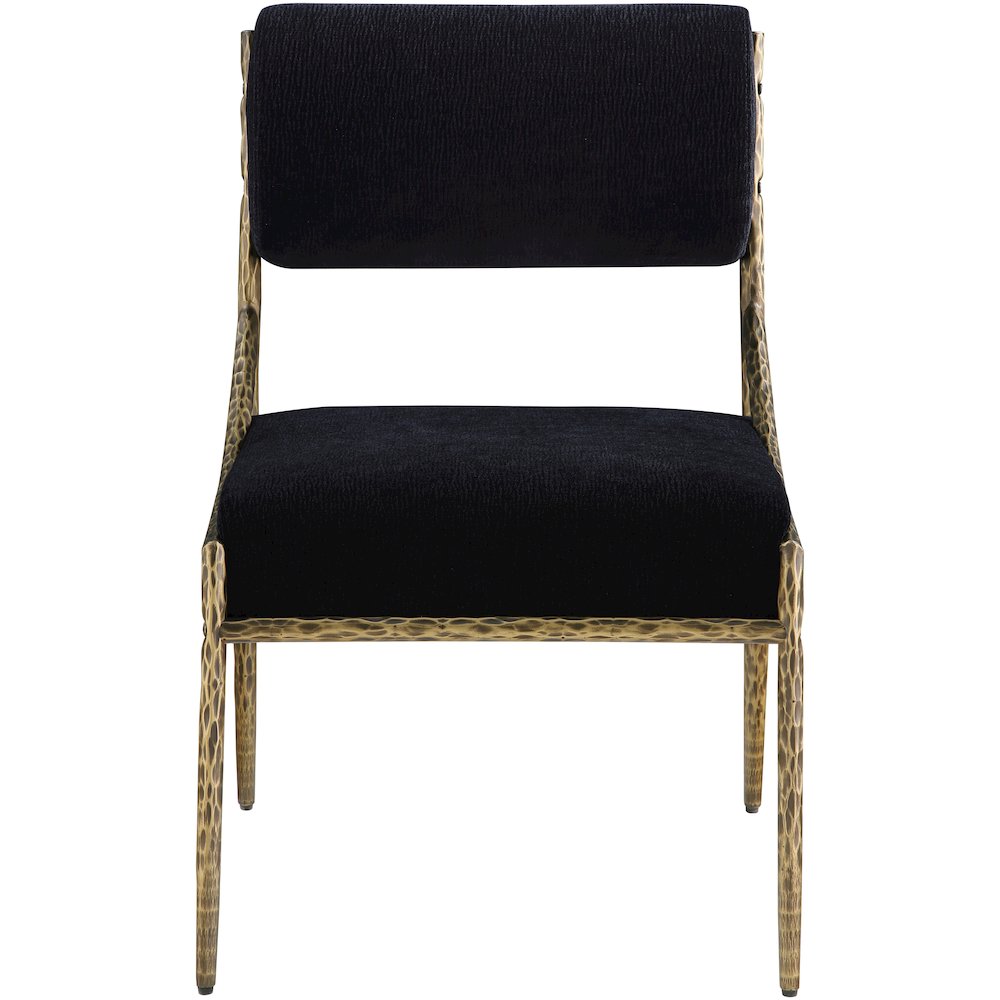 Bastille Black Chenille Fabric Upholstered Dining Side Chair, Set of 2