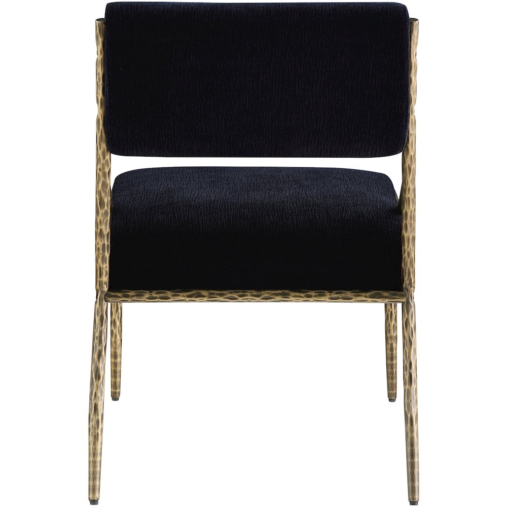 Bastille Black Chenille Fabric Upholstered Dining Side Chair, Set of 2