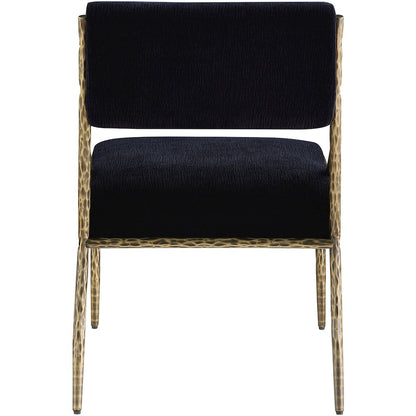 Bastille Black Chenille Fabric Upholstered Dining Side Chair, Set of 2