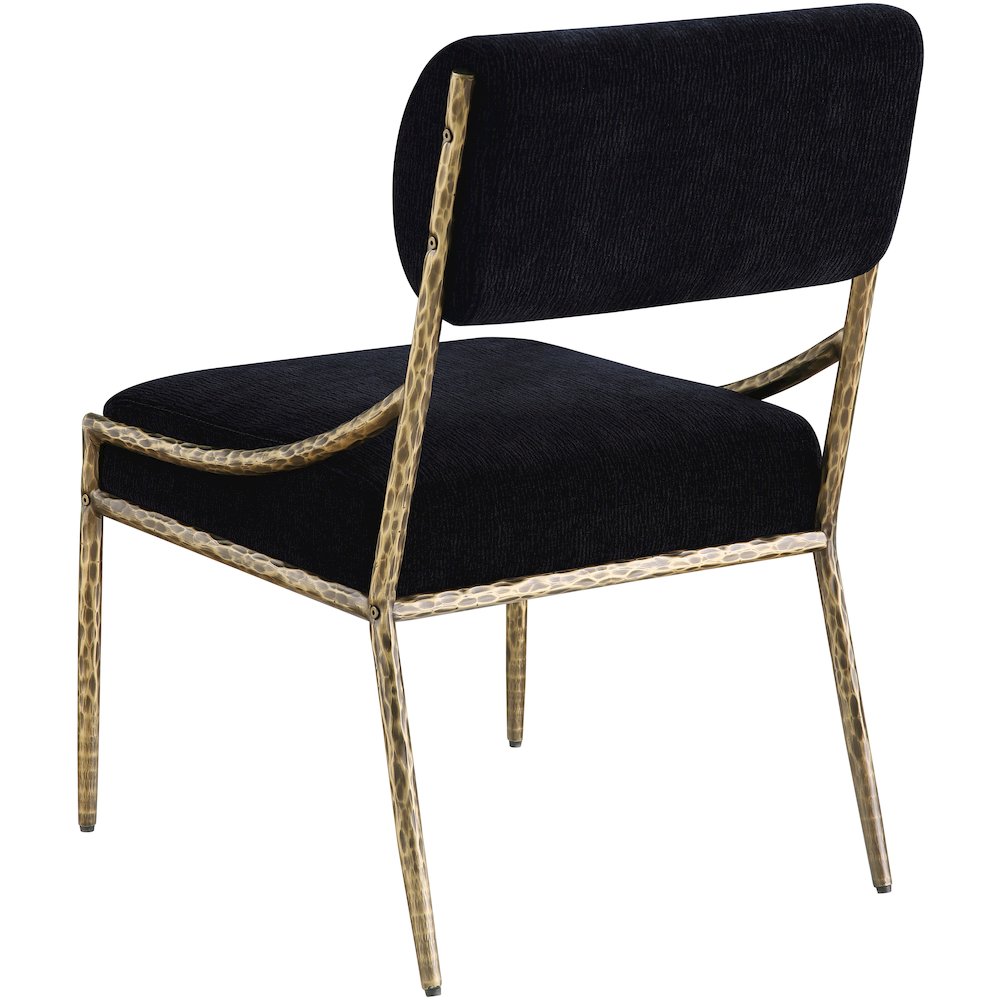 Bastille Black Chenille Fabric Upholstered Dining Side Chair, Set of 2