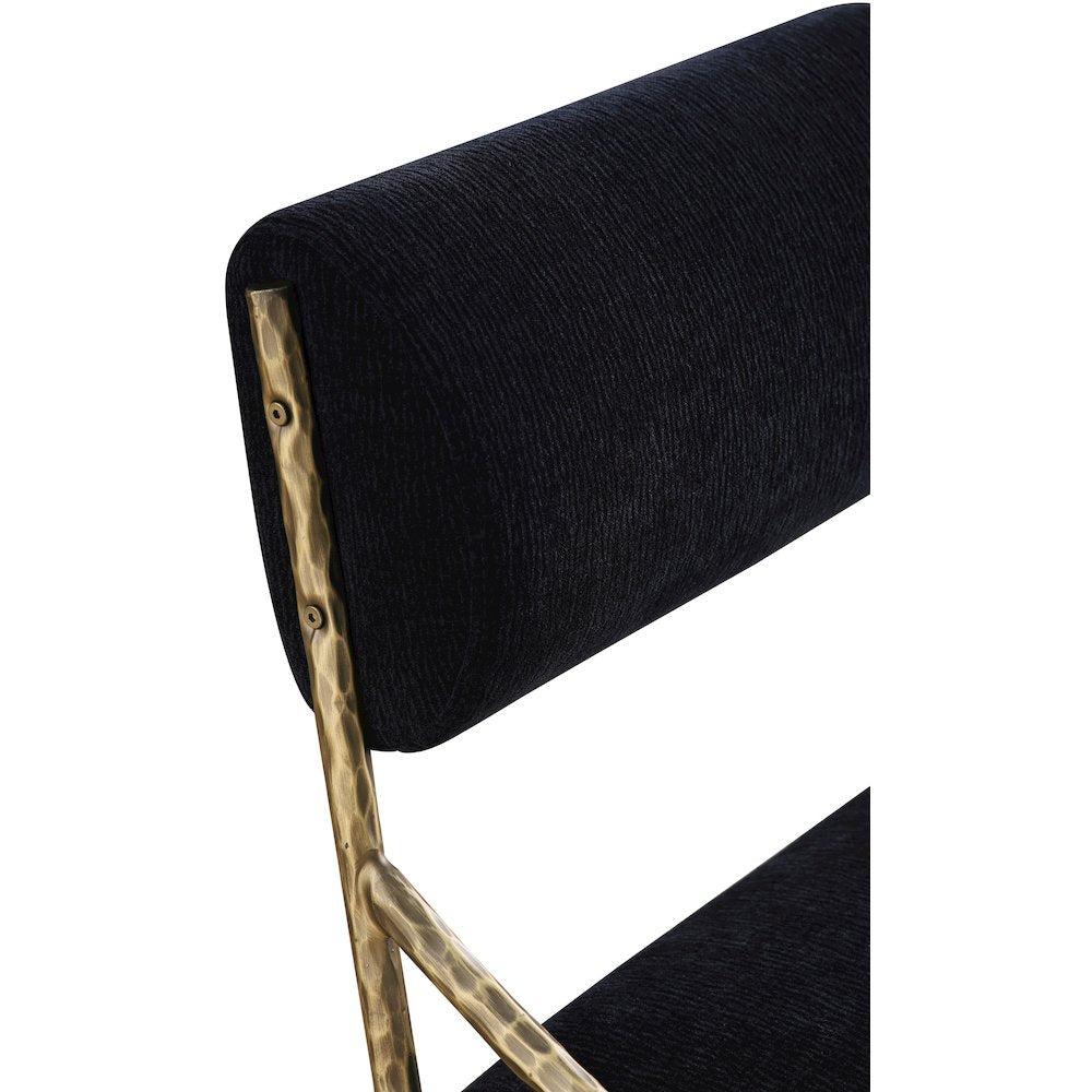 Bastille Black Chenille Fabric Upholstered Dining Side Chair, Set of 2