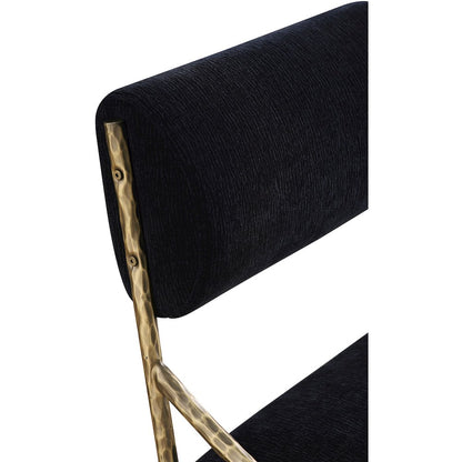 Bastille Black Chenille Fabric Upholstered Dining Side Chair, Set of 2