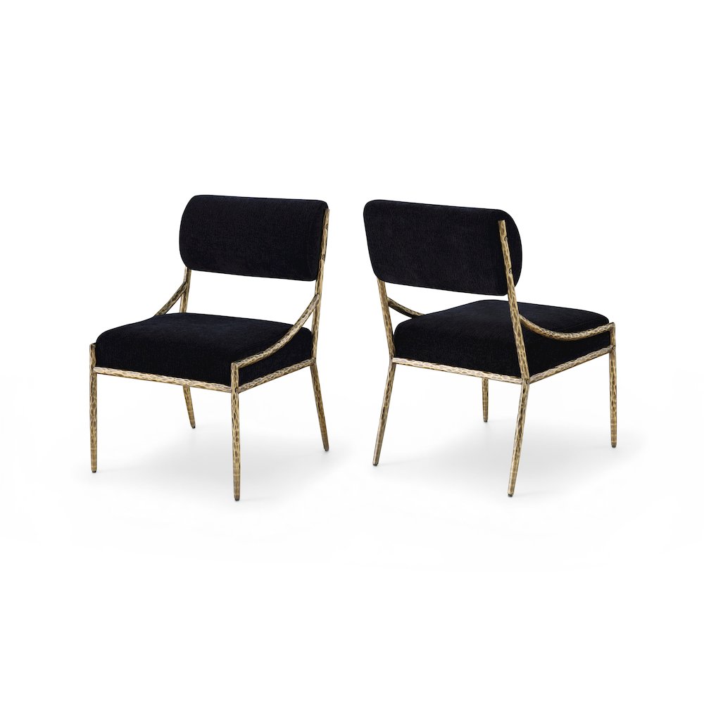 Bastille Black Chenille Fabric Upholstered Dining Side Chair, Set of 2