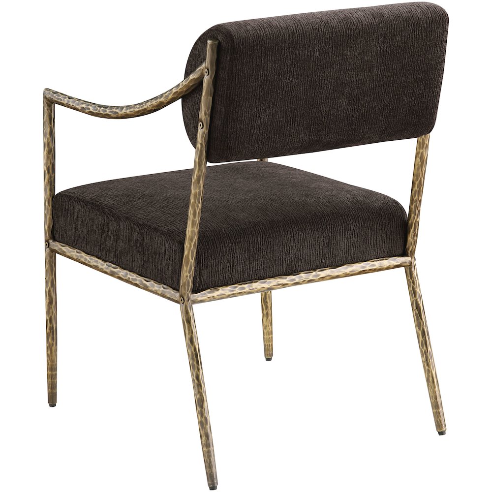 Bastille Brown Chenille Fabric Upholstered Dining Arm Chair, Set of 2