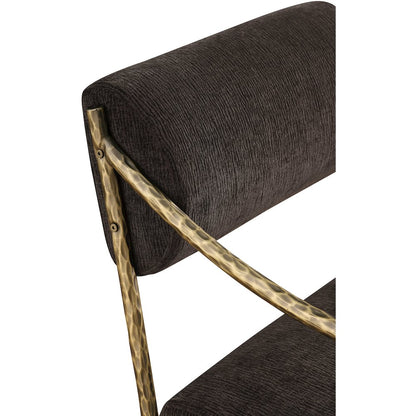 Bastille Brown Chenille Fabric Upholstered Dining Arm Chair, Set of 2