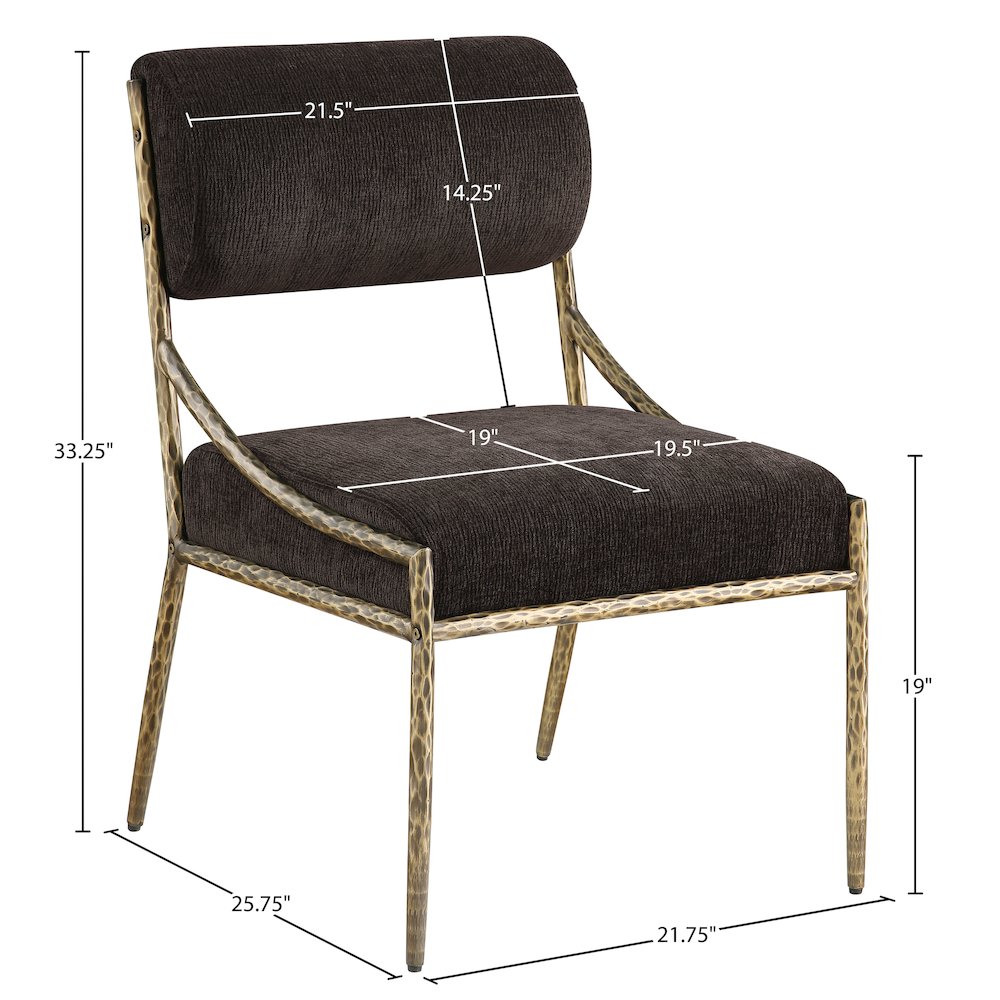 Bastille Brown Chenille Fabric Upholstered Dining Side Chair, Set of 2