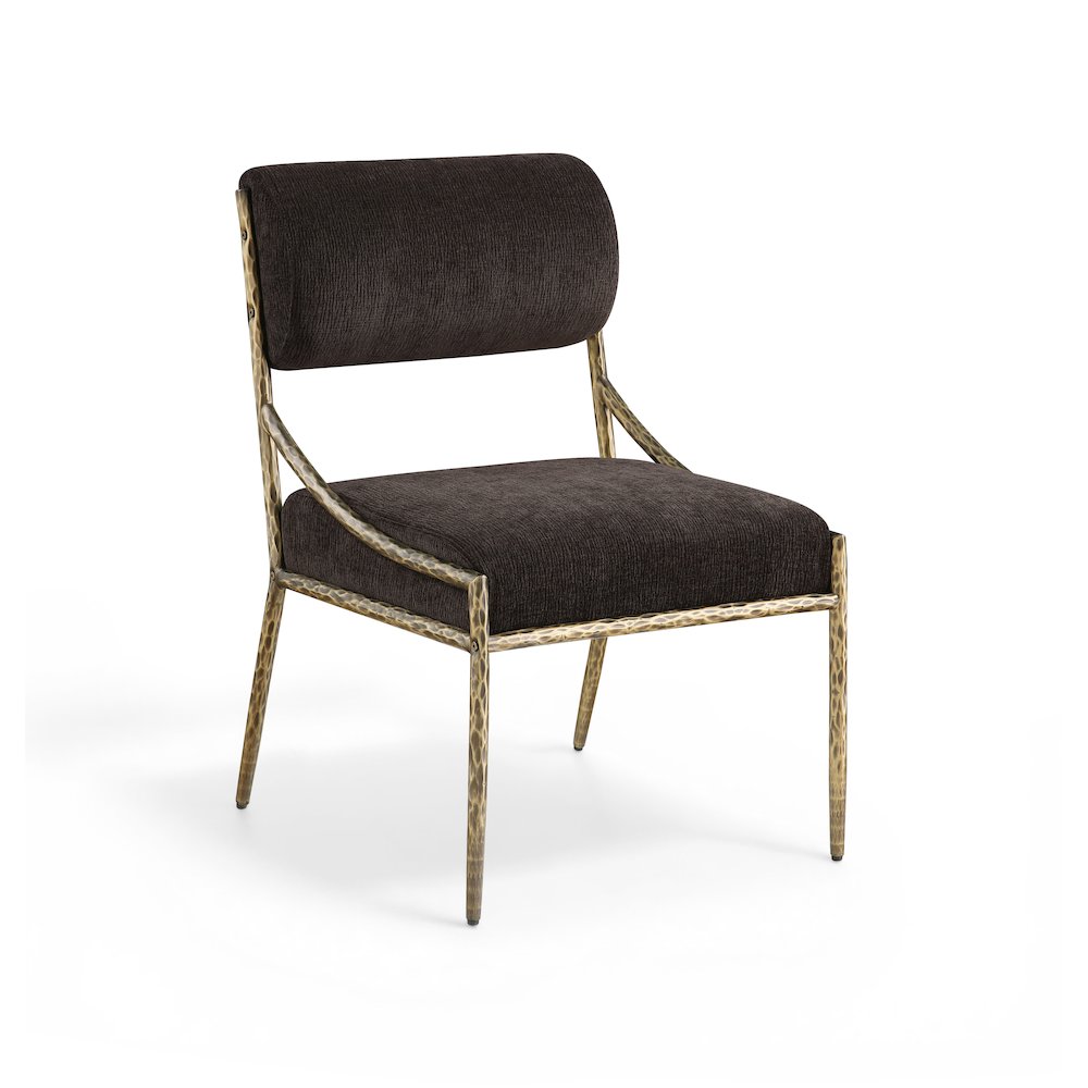 Bastille Brown Chenille Fabric Upholstered Dining Side Chair, Set of 2