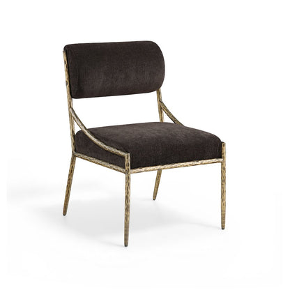 Bastille Brown Chenille Fabric Upholstered Dining Side Chair, Set of 2