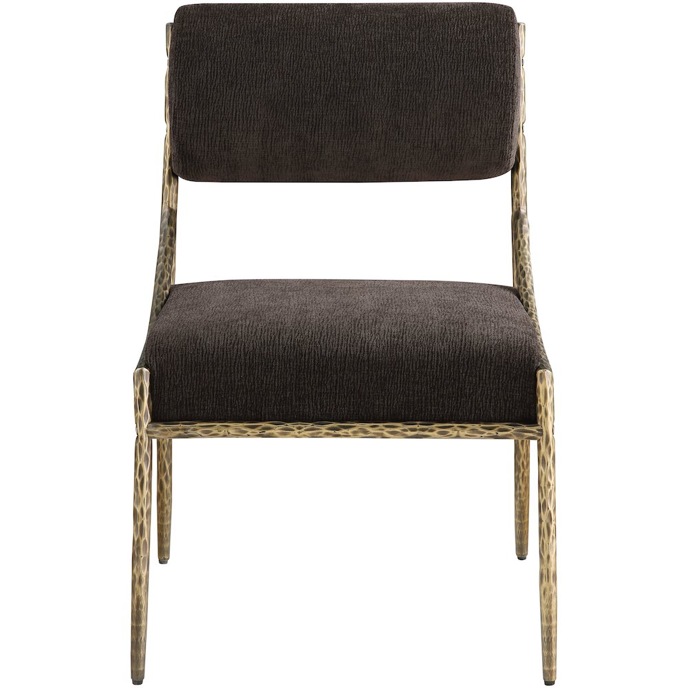Bastille Brown Chenille Fabric Upholstered Dining Side Chair, Set of 2