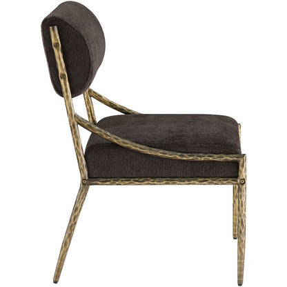 Bastille Brown Chenille Fabric Upholstered Dining Side Chair, Set of 2