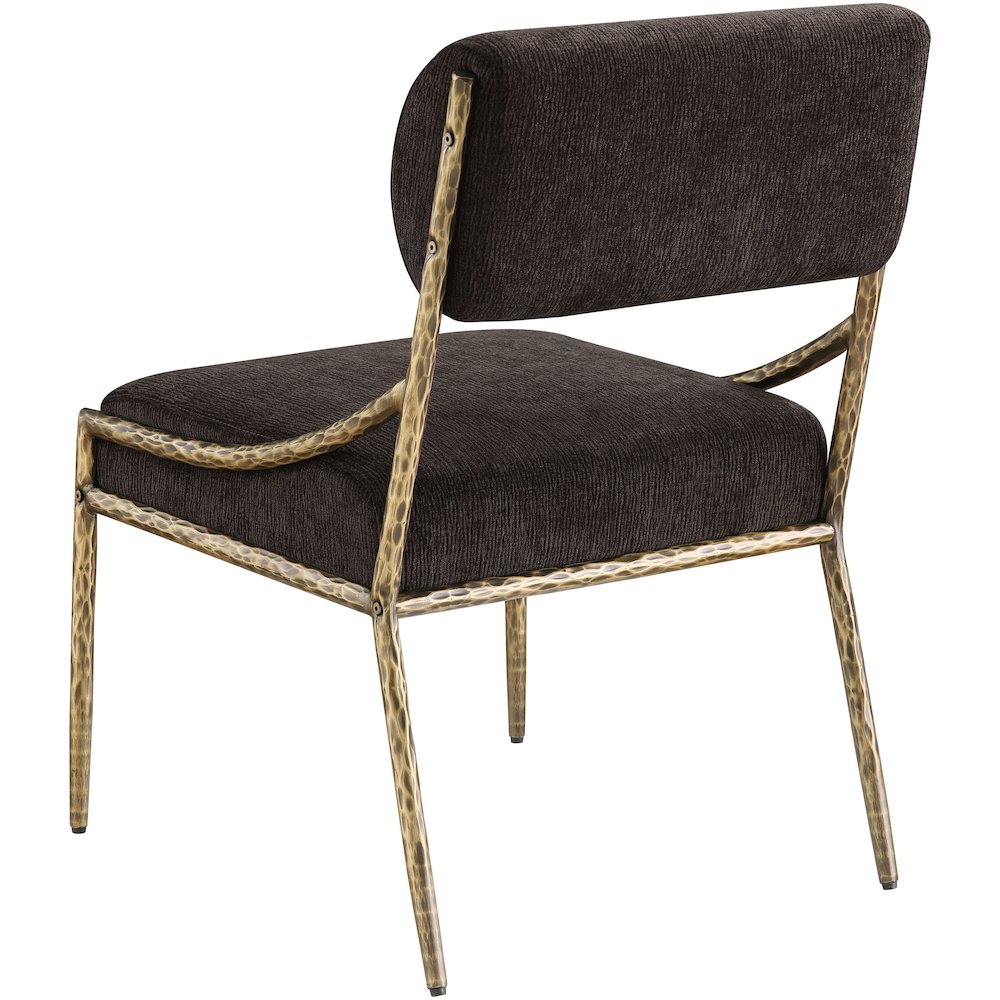Bastille Brown Chenille Fabric Upholstered Dining Side Chair, Set of 2