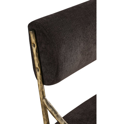 Bastille Brown Chenille Fabric Upholstered Dining Side Chair, Set of 2