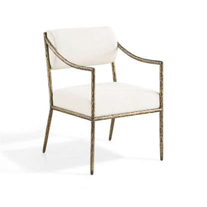 Bastille Cream Chenille Fabric Upholstered Dining Arm Chair, Set of 2