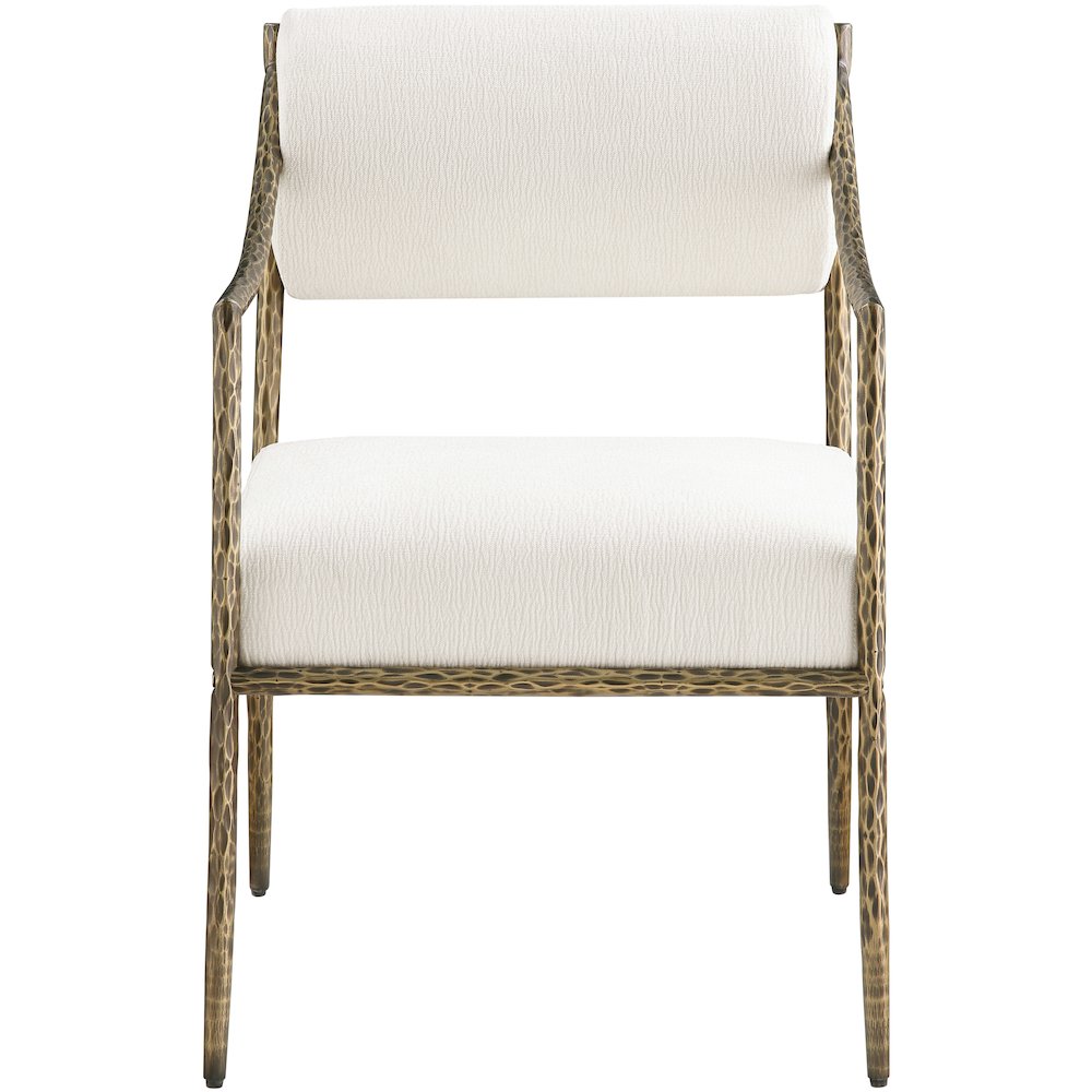 Bastille Cream Chenille Fabric Upholstered Dining Arm Chair, Set of 2