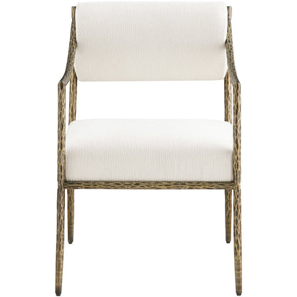 Bastille Cream Chenille Fabric Upholstered Dining Arm Chair, Set of 2