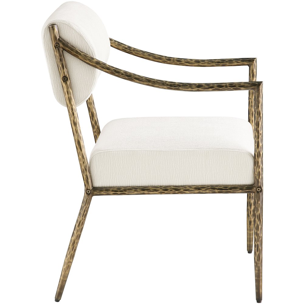 Bastille Cream Chenille Fabric Upholstered Dining Arm Chair, Set of 2