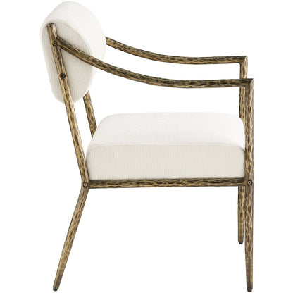 Bastille Cream Chenille Fabric Upholstered Dining Arm Chair, Set of 2