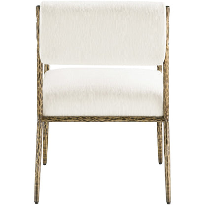 Bastille Cream Chenille Fabric Upholstered Dining Arm Chair, Set of 2