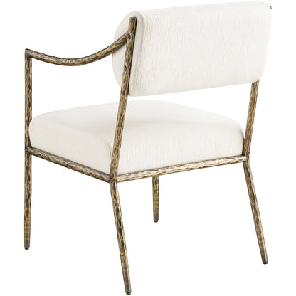 Bastille Cream Chenille Fabric Upholstered Dining Arm Chair, Set of 2